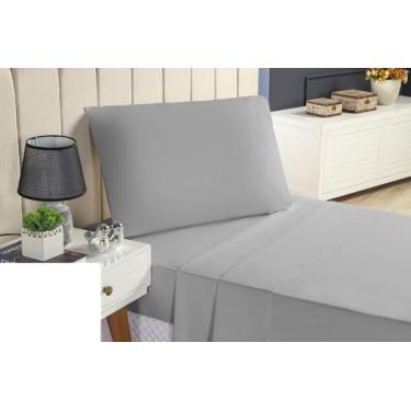 Imagem de Anne House - Conjunto de Roupas de Cama SOLTEIRO 3 PEÇAS 100% Algodão 200 Fios Jogo de Lençol com Elástico Lençol e Fronha (CINZA, 3 PEÇAS)
