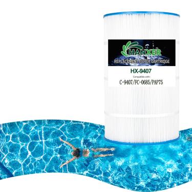 Imagem de HANXER Filtro de piscina PAP75 substitui C-9407, Clear 75, Ultral-C2, R173214, 59054100, FC-0685, 590541, Darlly 10751, cartucho de filtro de piscina de 75 m², 1 pacote