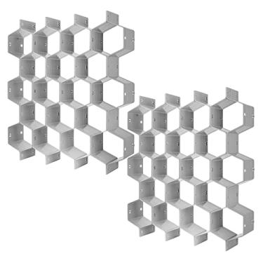 Imagem de Poeland Organizador de gaveta ajustável, faça você mesmo, divisória de gaveta de favo de mel para roupas íntimas, cinto, cachecol, meias cinza, pacote com 2