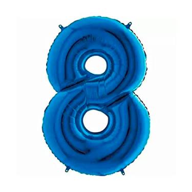 Imagem de Balão De Número Grande Azul Metalizado 40cm (8)