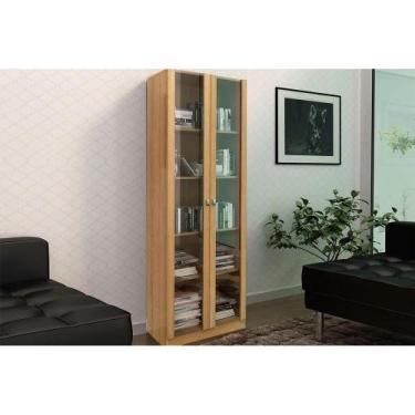 Imagem de Estante de Escritório ME4115 c/ 2 Portas c/ Vidro Amêndoa - Tecno Mobi