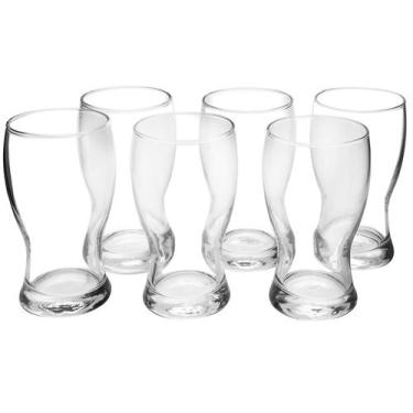 Imagem de Jogo de Copos de Vidro para Cerveja 220ml 6 Peças Nadir Frevo, Transpa