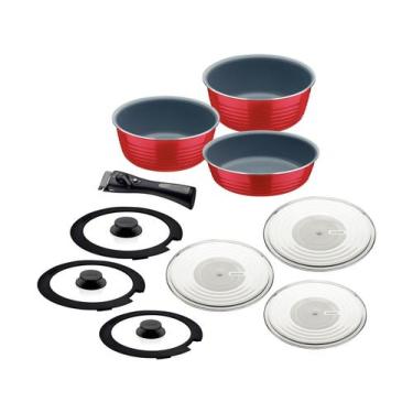 Imagem de Jogo de Panelas Tramontina Revestimento Cerâmico - de Alumínio Vermelh