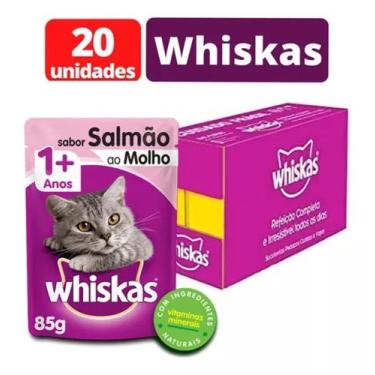 Imagem de Sachê Whiskas Ração Úmida Gatos Todos Tamanhos Caixa 20un, AD SALMÃO