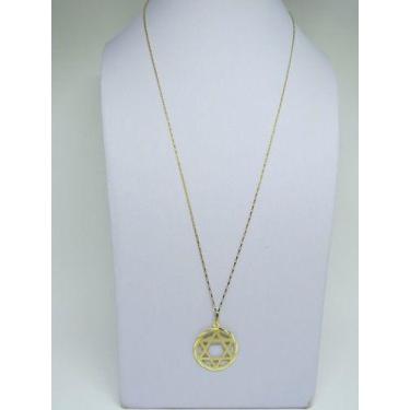Imagem de Corrente Cadeado 70cm Pingente Estrela De Davi Ouro 18k - RD Magazine