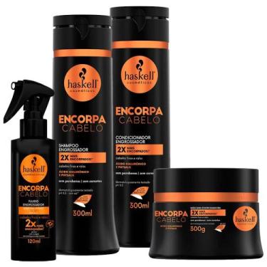 Imagem de Kit Com 4 Itens Linha Completa Haskell Encorpa Cabelo- 300ml/ 300g