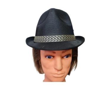 Imagem de Chapéu Estilo Panamá Preto De Tecido Aba Curta Adulto - Lynx Produções