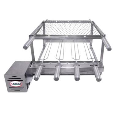 Imagem de Brasa Grill Tradicional Gira 4 Espetos Churrasqueira Bi Volts + Grelha