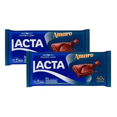 Imagem de Kit 2 Chocolate Lacta Amaro 40% Cacau 80g
