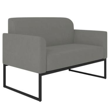 Imagem de Poltrona Namoradeira 2 Lugares Base Industrial Preta Maressa S08 Suede