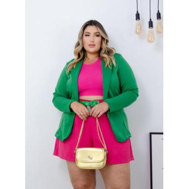Imagem de Blazer Plus Size Elegante Luxo Moda Feminina Tamanhos Grandes 48 50 52