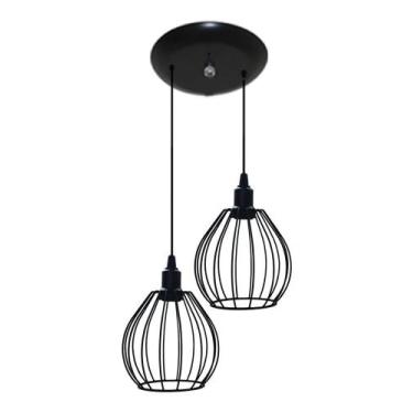 Imagem de Lustre Pendente Aramado Retro Modelo Balão - 02 Juntos Na Mesma Canopl