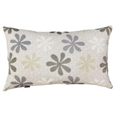 Imagem de Almofada Retangular Jacquard Flores 30x50cm Branco/Bege - FASTLAR