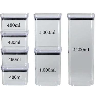 Imagem de Kit 7 Potes Hermético Organizador Alimento Empilhável Lumini - PARAMOU