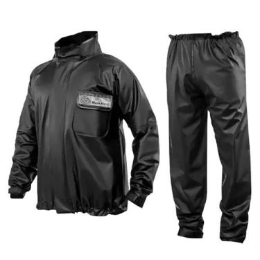 Imagem de Capa de Chuva para Motoqueiro Calça e Blusa Preta Brascamp