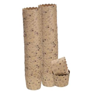 Imagem de HARFINGTON 100 peças de copos de papel para assar pequenos marrons de papel kraft forro, cupcake à prova de graxa, embalagem a granel descartável para casamento, aniversário, formatura, bolo pequeno