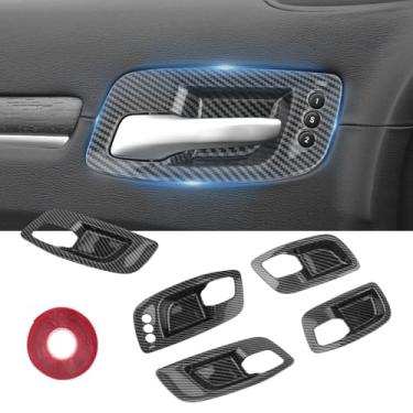 Imagem de Zekrom Maçaneta interna da tigela da porta, acabamento interno da tampa da tigela para Dodge Charger 2011-2021 para Dodge Chrysler 300 2015-2021 (fibra de carbono, 5 peças)