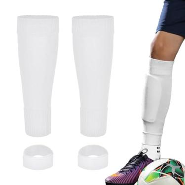 Imagem de Linkidea Manga de perna de futebol infantil com alças de caneleira, fácil de colocar para crianças, compatível com caneleiras e meias de aderência, melhor alternativa para meias atléticas de futebol