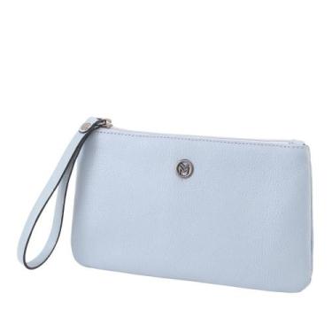 Imagem de Bolsa Carteira Clutch de Couro Mariart 263 Cores, Azul bebê