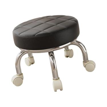 Imagem de Ioensy 360° Rotating Roller Stool Polia Rodas Banco Crianças Móvel Mini Banco Leve Pedicure Banco de Trabalho Doméstico para Cozinha, Preto
