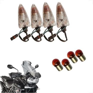 Imagem de Kit 4 Piscas Dianteiro e Traseiro Completo Moto Triumph Tiger 800 2011