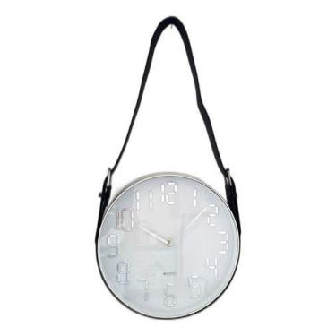 Imagem de Relógio De Parede Alça De Couro Moldura Prata 30 Cm - Vacheron, ABS e 