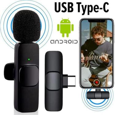 Imagem de Microfone Lapela Sem Fio Celular Android Usb Tipo C Universal Gravar V