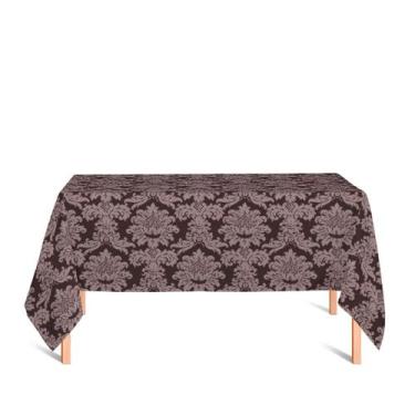 Imagem de Toalha de Mesa Retangular em Tecido Jacquard Marrom Medalhão Tradicion