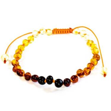 Imagem de Pulseira e Tornozeleira Regulável (18cm) Âmbar Báltico Arco-Íris Polid