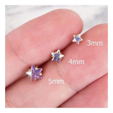 Imagem de Piercing Tragus Helix Flat Cartilagem Mini Estrela 3 4 5 Mm - De Castr