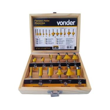 Imagem de Kit Jogo Fresas Tupia P/ Madeira Haste 6mm 12 Peças Vonder