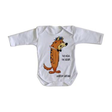 Imagem de body nenê criança roupa bebê manga longa  Hanna Barbera Hardy Hiena - 
