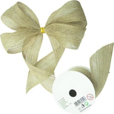 Imagem de Kit 2 Fita Fibra De Juta Decorativa Poliéster Sintética 4cm - Genérico