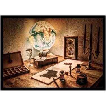 Imagem de Quadro Decorativo Vintage Globo Terrestre Candelabro Retrô Quartos Sal