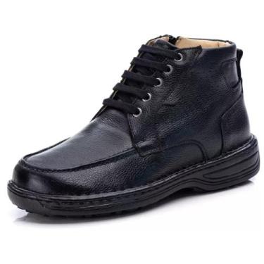 Imagem de Bota Comfort Masculino Cadarço Couro de Carneiro 8003 - Ranster, Preto
