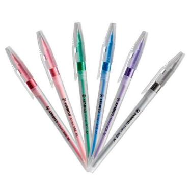 Imagem de Caneta Esferográfica 0.7mm Stabilo Liner 808 Ponta Fina Kit c/ 6 Cores