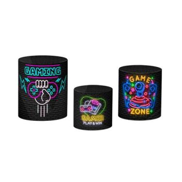 Imagem de Trio De Capa Cilindro - Video Game Retro Efeito Neon 001 - Via Cores