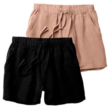 Imagem de Kit 2 Short de Linho Premium Bermuda Masculina Moda Praia Luxo - RELAX