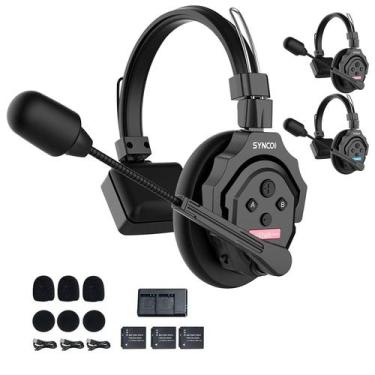 Imagem de Kit Sistema Intercomunicação Sem Fio 3 Fones Headset Synco Xtalk