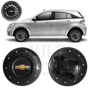 Imagem de 1X Calota Centro Roda Aro 14 Gm Agile 2010 A 2014 Preto