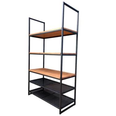 Imagem de Estante Industrial com 2 Prateleiras de Chapa de Ferro e 3 Prateleiras