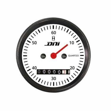 Imagem de Horímetro Fundo Branco E Aro Preto Com Iluminação 52mm Bivolt Universa