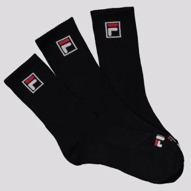 Imagem de Kit Meia Fila Fbox 3 Pares Cano Alto Preto, 34-38