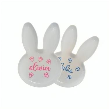 Imagem de Bandeja Coelho Personalizada com Nome - Branco - 1 unidade - Rizzo, ro