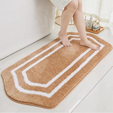 Imagem de COSY HOMEER Tapetes de linho de banho extragrossos - tapetes de banho antiderrapantes macios 100% poliéster forte para sala de estar e banheiro absorvente de água (bege, 61 x 122 cm)