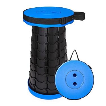Imagem de Tevaibo Tamborete Portátil Telescópico Dobrável Para Adultos, Bancos De Acampamento, Assentos Dobráveis Dobráveis Atualizados Com Capacidade De Carga 550 Libras (Azul)