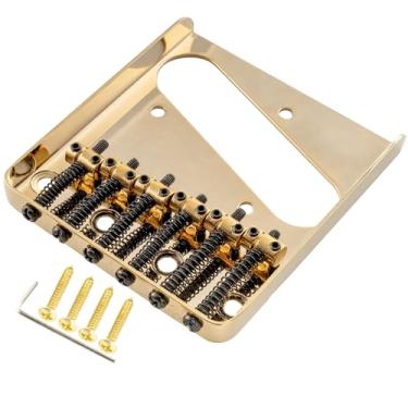 Imagem de Musiclily Pro 54mm Ponte Telecaster Vintage 6 Barril Carrinhos para Guitarra Estilo Tele, Dourada