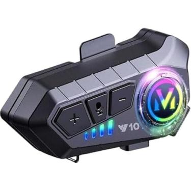 Imagem de Fone de Ouvido Para Capacete Bluetooth Headset RGB Sem Fio, Interccomunicador de Capacete, Comunicador Para Capacete (Hard Mic)