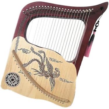 Imagem de Harpa 24 cordas harpa lira artesanal esculpida padrão portátil instrumentos de madeira de mogno para iniciantes