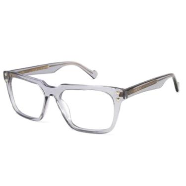 Imagem de VFDHN Armação de óculos retangular para homens, óculos quadrados de acetato com rebite, feminino, 1, tamanho único